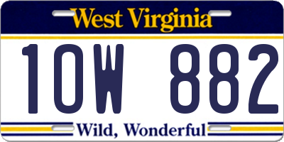 WV license plate 1OW882