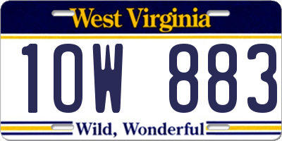 WV license plate 1OW883