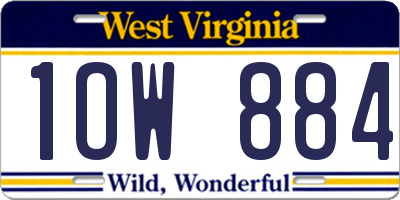 WV license plate 1OW884