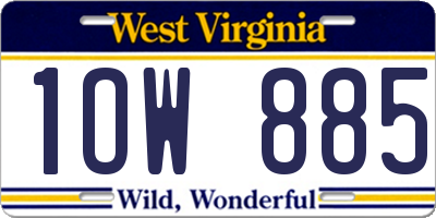 WV license plate 1OW885
