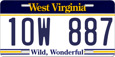 WV license plate 1OW887