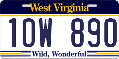 WV license plate 1OW890