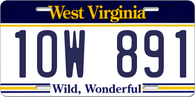 WV license plate 1OW891