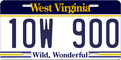 WV license plate 1OW900