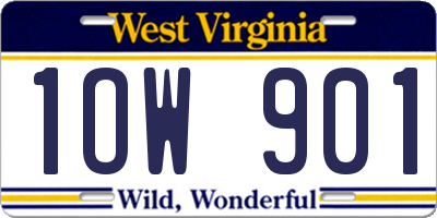 WV license plate 1OW901