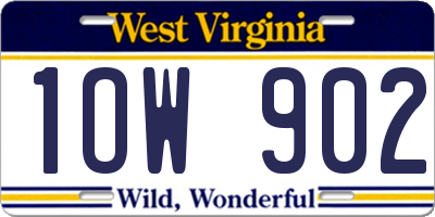 WV license plate 1OW902