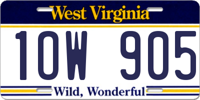 WV license plate 1OW905