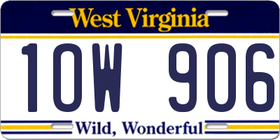 WV license plate 1OW906