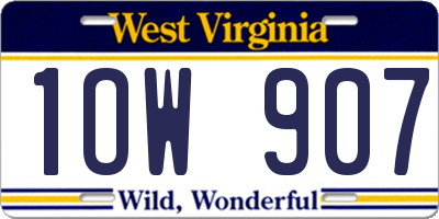 WV license plate 1OW907