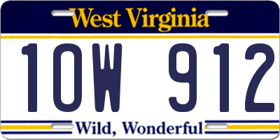 WV license plate 1OW912