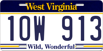 WV license plate 1OW913