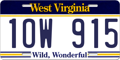WV license plate 1OW915