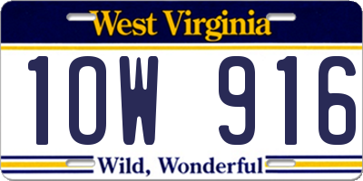 WV license plate 1OW916