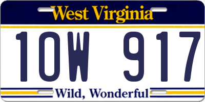 WV license plate 1OW917