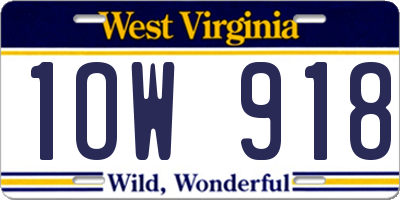 WV license plate 1OW918