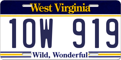 WV license plate 1OW919