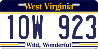 WV license plate 1OW923