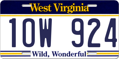 WV license plate 1OW924