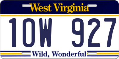 WV license plate 1OW927