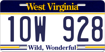 WV license plate 1OW928