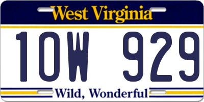 WV license plate 1OW929
