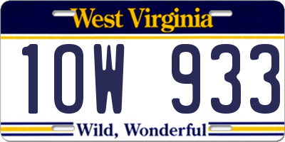 WV license plate 1OW933