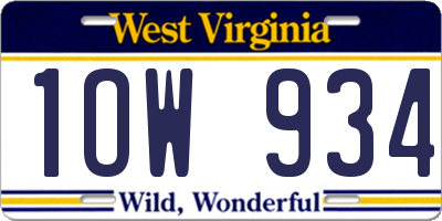 WV license plate 1OW934