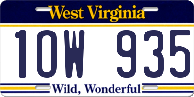 WV license plate 1OW935