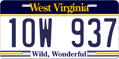 WV license plate 1OW937