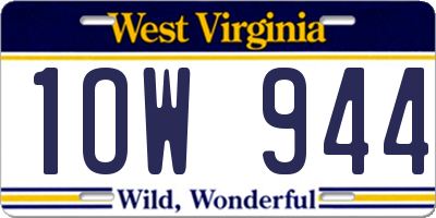 WV license plate 1OW944