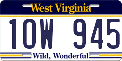 WV license plate 1OW945