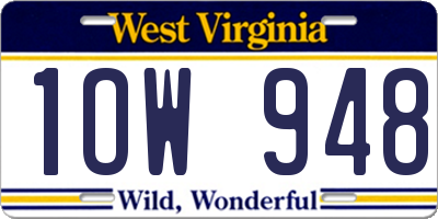 WV license plate 1OW948