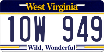 WV license plate 1OW949