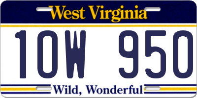 WV license plate 1OW950