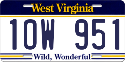 WV license plate 1OW951