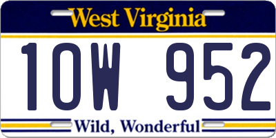 WV license plate 1OW952