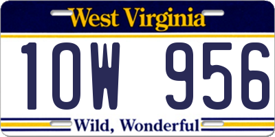 WV license plate 1OW956
