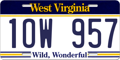 WV license plate 1OW957