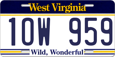 WV license plate 1OW959