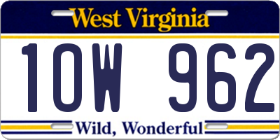 WV license plate 1OW962