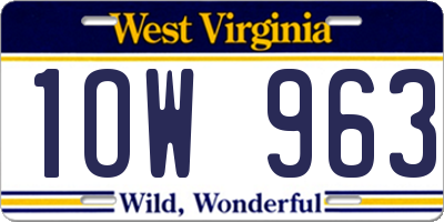 WV license plate 1OW963