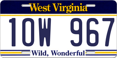 WV license plate 1OW967