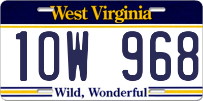 WV license plate 1OW968
