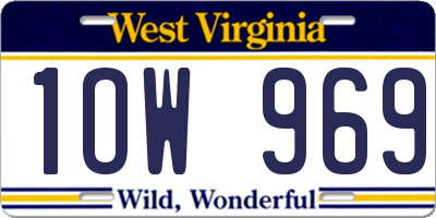WV license plate 1OW969