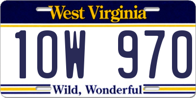 WV license plate 1OW970