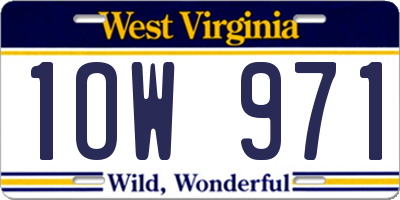 WV license plate 1OW971