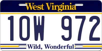 WV license plate 1OW972