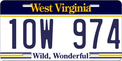 WV license plate 1OW974