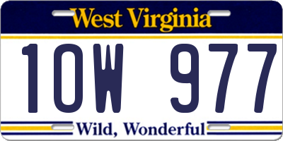WV license plate 1OW977