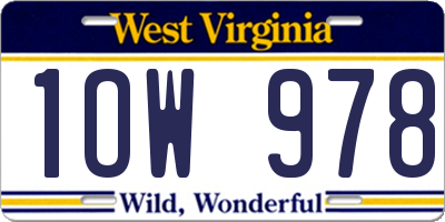 WV license plate 1OW978